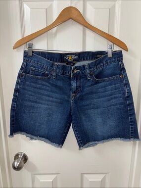 Lucky Brand Women's Medium Dark Blue Frayed Hem Denim Shorts